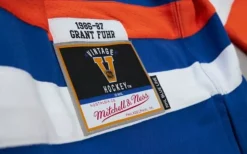 Blue Line Grant Fuhr Edmonton Oilers 1986 Jersey
