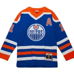 Blue Line Mark Messier Edmonton Oilers 1986 Jersey