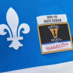 Blue Line Mats Sundin Quebec Nordiques Dark 1992 Jersey