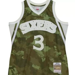 Ghost Green Camo Swingman Allen Iverson Philadelphia 76Ers 1996-97 Jersey