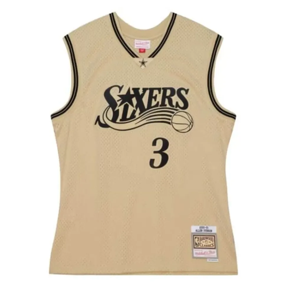 Khaki Black Swingman Allen Iverson Philadelphia 76Ers 2000-01 Jersey