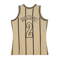 Khaki Black Swingman Larry Johnson Charlotte Hornets 1992-93 Jersey