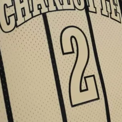 Khaki Black Swingman Larry Johnson Charlotte Hornets 1992-93 Jersey