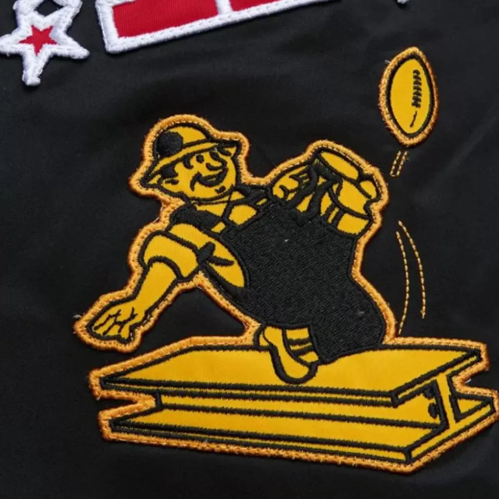 Lightweight Satin Bomber Vintage Logo Pittsburgh Steelers