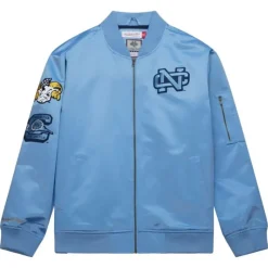 Lightweight Satin Bomber Vintage Logo University Of North Carolina