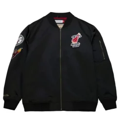 Lightweight Satin Bomber Vintage Logo Miami Heat