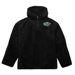 Polar Fleece 1/4 Zip Pullover Hoodie Current Logo Minnesota Wild