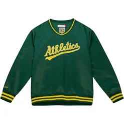Sideline Pullover Satin Jacket Oakland Athletics