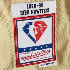 75Th Anniversary Gold Swingman Dirk Nowitzki Dallas Mavericks 1998-99 Jersey