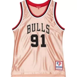 Womens 75Th Anniversary Rose Gold Swingman Dennis Rodman Chicago Bulls 1997-98 Jersey