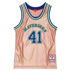 Womens 75Th Anniversary Rose Gold Swingman Dirk Nowitzki Dallas Mavericks 1998-99 Jersey